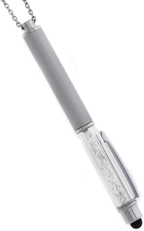 Baron-Jewelry Crystalline Stylus Pen Necklace with Crystals (Silver)