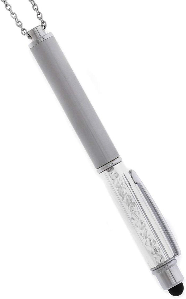 Baron-Jewelry Crystalline Stylus Pen Necklace with Crystals (Silver)