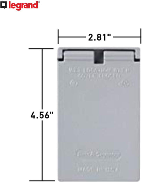 Legrand Pass & Seymour CA26GV Weatherproof Outdoor Cover, 1 Gang, Vertical Self-Closing Lid, Gray (1 Count)