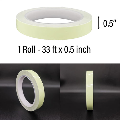 Glow Tape, 33 Feet x 0.5 Inch, Waterproof Luminous Duct Tape for Stage, Stair, Outdoor