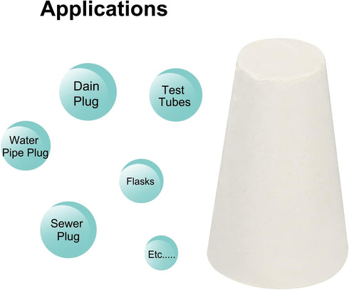MECCANIXITY Rubber Tapered Plug 8mm to 13mm White Solid Test Tubes Bungs Stopper for Lab Home, 36 Pieces