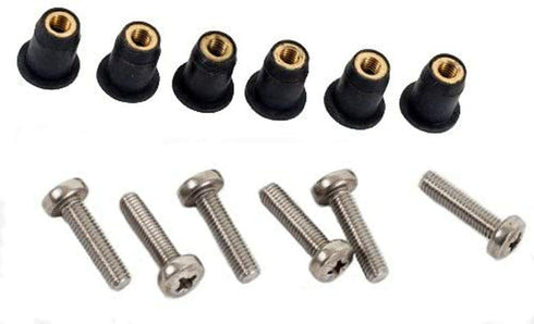 M5 Neoprene Well Nut M5 with 20mm Stainless Steel Pozi Screw (Pack of 6) (E)