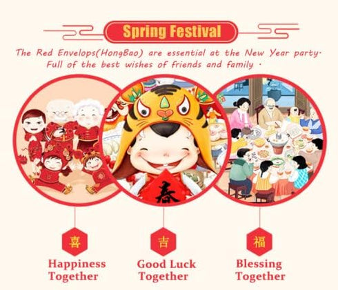 Chinese Red Envelopes, 24 Pieces 2023 Tiger Year HongBao for New Year, Birthday, Wedding, Business Occasion