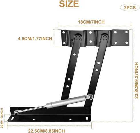 1 Pair Pneumatic Spring Lift Mechanism for Coffee Tables Multi-Functional Folding Lifting Frame Heavy Duty Adjustable