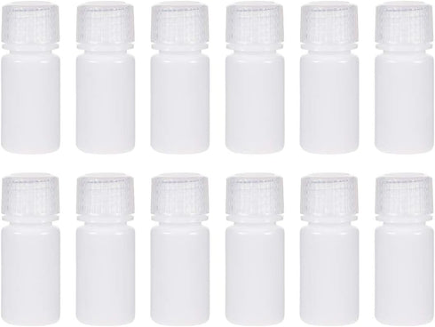 uxcell Plastic Lab Chemical Reagent Bottle, 15ml/0.5 oz Small Mouth Sample Sealing Bottles, White, 12pcs