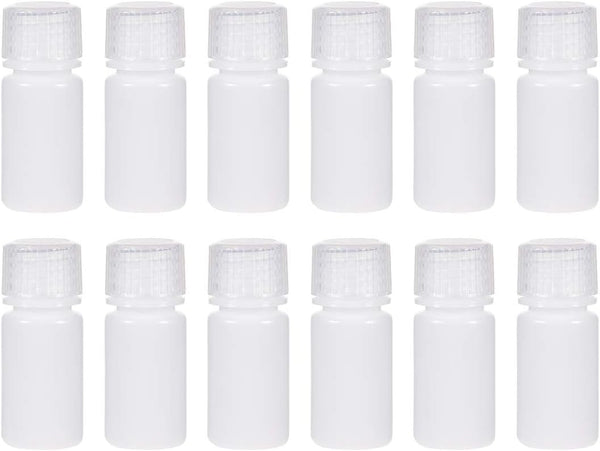 uxcell Plastic Lab Chemical Reagent Bottle, 15ml/0.5 oz Small Mouth Sample Sealing Bottles, White, 12pcs