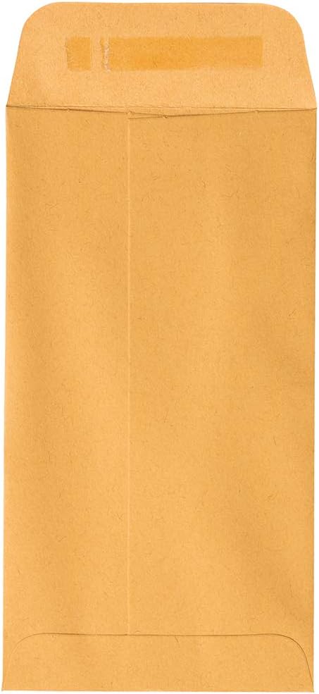 JAM PAPER #7 Coin Business Envelopes, 3 1/2 x 6 1/2, Brown Kraft Manila, 50/Pack with Peel and Seal Closure