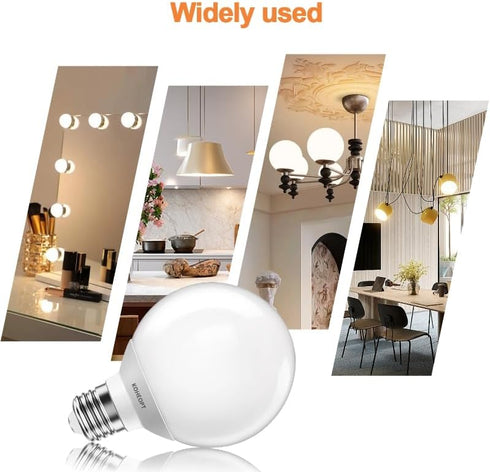 KOHEOPT G25 Bulbs,120V 5W(60W 3000K CRI85+ Bathroom,E26 Non-Dimmable (2 Pack) LED Globe Light Equivalent), Warm White