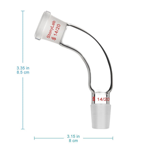 StonyLab Glass Distillation Adapter – 105 Degree Bent with 14/20 Outer and Inner Joint