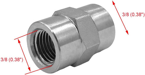 (4-PACK) 5000-02-02 Hydraulic Hose Adapter Fitting 1/8" Female (1/8-27 NPTF) × 1/8" Female (1/8-27 NPTF) SAE Straight Pipe Joints Connector Carbon Steel by BEITERSTOE