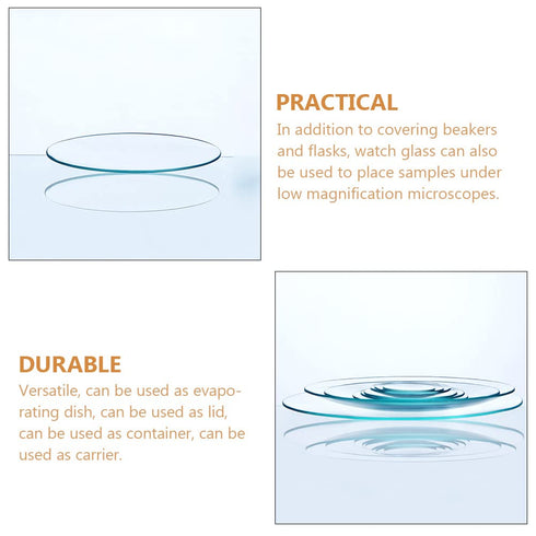 SOLUSTRE 8pcs Beaker Lid Glass Watch Instruments, Laboratory Glass Beaker Cover for Chemistry Glasses