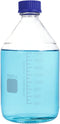 Moonetto 1 Piece 2 Liter 2000ml Graduated Round Media/Storage Glass Bottles with GL45 Blue Screw Cap