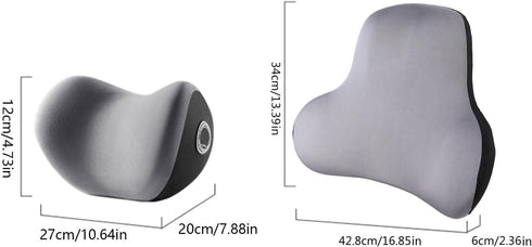 XINAJUND Set Car Lumbar Pillow Neck Support Memory Foam Auto Backrest Protector Waist Back Cushion Seat Headrest Pillow