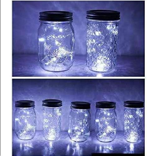 6 Pack Mason Jar Lights, 20 LED Solar Cold White Fairy String Lights for Garden Deck Patio Party Wedding Christmas