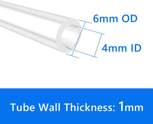 Quickun Pure Silicone Tubing, 4mm ID x 6mm OD, High Temp Food Grade Hose Tube for Home Brewing, 16.4 Ft