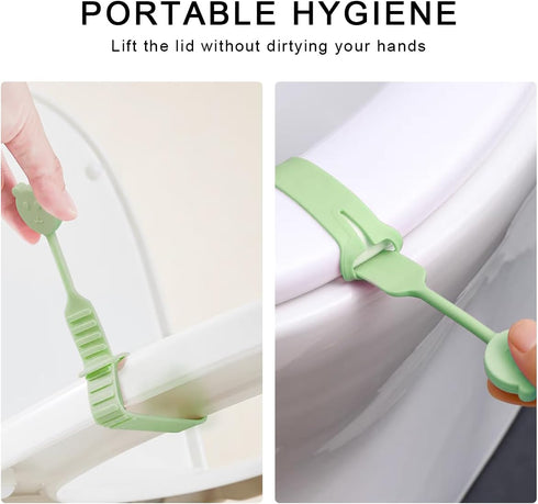 Quixella 1 Piece Cute Bear Toilet Lid Lifter, Doesn't Move to Toilet Lid Handle(Green)
