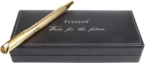 Rollerball Pen for Men Women Executive Home Office Use, Refillable 0.7mm Black Ink G5 with Gift Box (Luxury Gold)