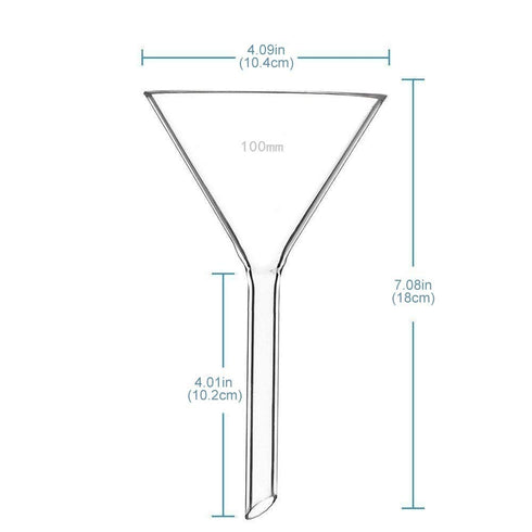 100mm Glass Funnel, Short Stem, Borosilicate Glass, Heavy Wall, Karter Scientific 213V12 (Pack of 2)