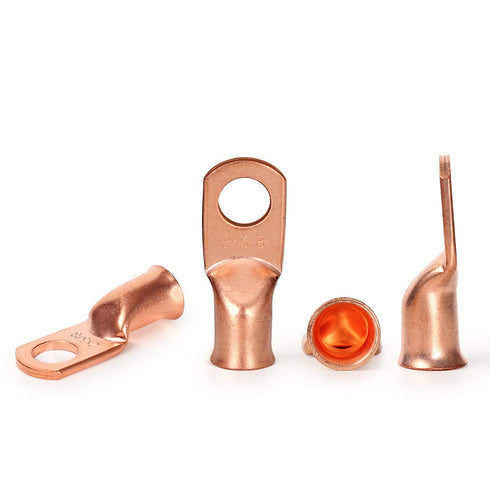 12PCS 2x3/8 Copper Ring Terminal Connectors, 2 AWG Heavy Duty Battery Cable Ends with 12 PCS 3:1 Heat Shrink Tubing for