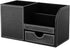 KINGFOM Black Desk Organizer Caddy, Pu Leather Multi-function Storage Box for Pen/Pencil, Cell Phone, Business Cards,