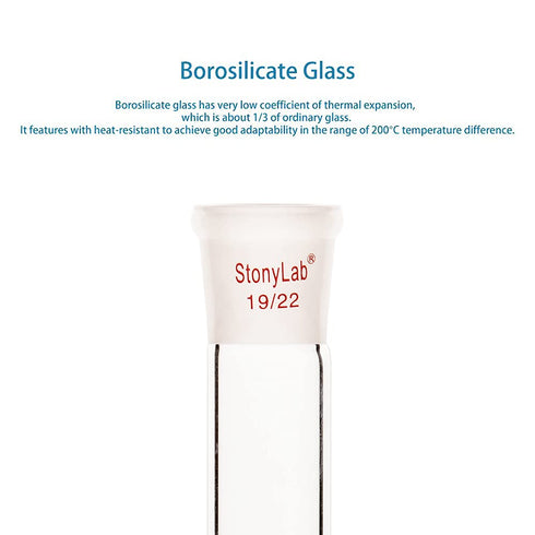 stonylab Glass Straight Connecting Adapter, 70mm from 19/22 Outer Joint to 19/22 Inner Joint