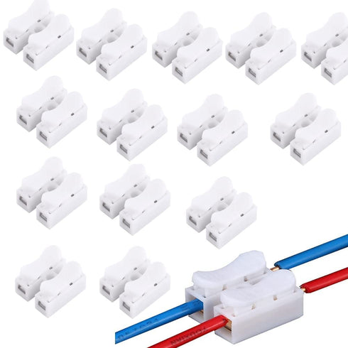 Push Quick Wire Cable Connector, 100pcs 10A 220V 2 Pin Spring Loaded Electrical Connectors