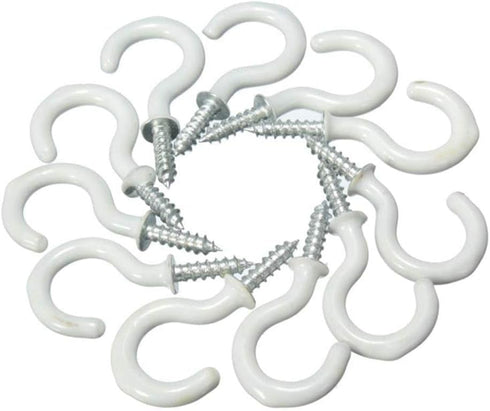 10Pcs White Screw-in Hanging Ceiling Hooks - Vinyl Coated Heavy Duty Hooks for Plants, Lights, Mugs, Indoor Outdoor
