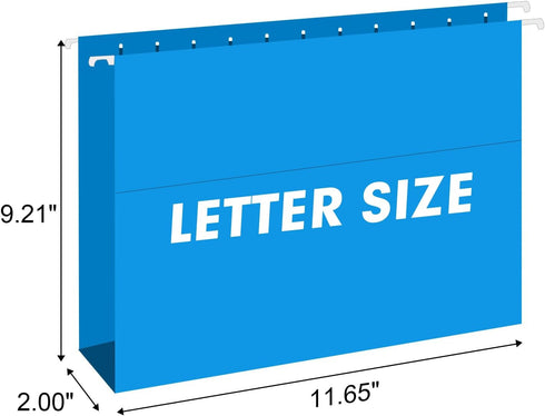 RAZCC Extra Capacity Hanging File Folders, 60 Pack, Letter Size, Reinforced with Heavy Duty 2 Inch Expansion, Assorted