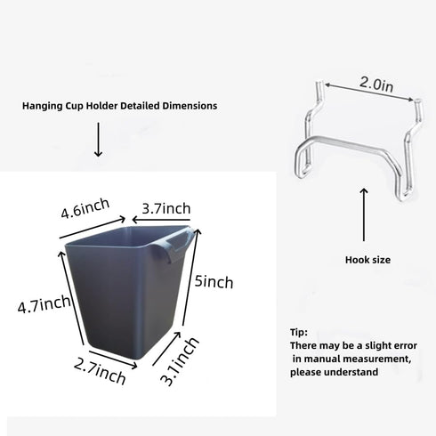 4 Sets Square Pegboard Bins with Hooks, Pegboard Tool Organizer for Office, Craft Box Organizer, Black