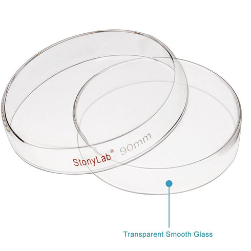 stonylab 10pk Glass Petri Dishes, 90x20 mm Autoclavable Borosilicate Glass Cell Culture Dishes with Clear Lid