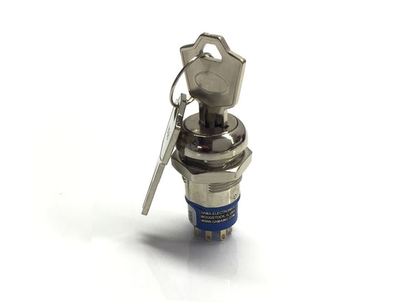 3 Position Keylock Switch, Single Pole Momentary On-Off-Momentary On