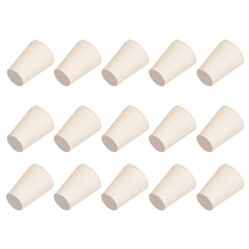 uxcell White Solid Rubber Stopper Tapered Shape for Lab Tube Size 8-11mm, 15Pcs