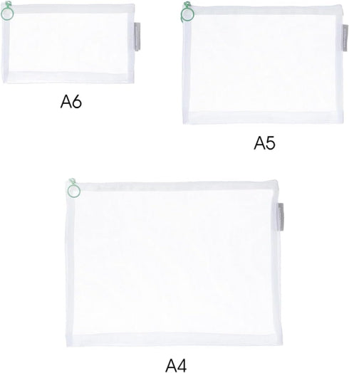 Set, 3Pcs 3-Size A4/5/6 SHIMOYAMA Mesh Storage Bag Double Nylon Mesh Bags for Lego Bricks, Puzzles, Zipper Pouch