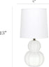LT1162-OFF 12.5" Simple Designs Chic Glow Stacked Double Gourd Ceramic Table Lamp, for Bedroom, Office, Living Room