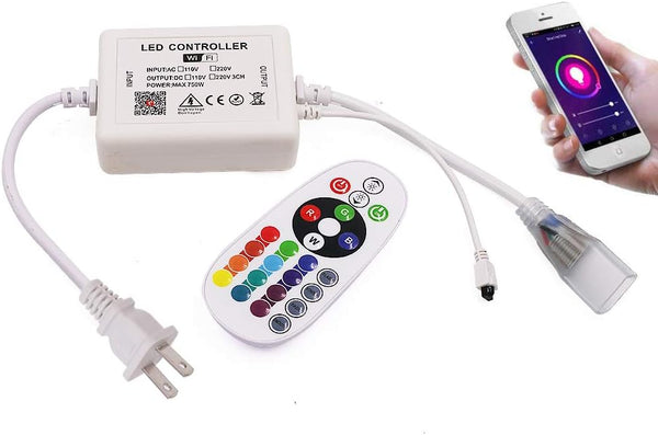 LED Controller, 750W High-Voltage WiFi Color Changing RGB Controller with IR Remote