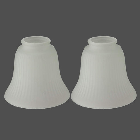 2 Pack 2-1/8-Inch G0016 Frosted Ribbed Glass Shade, Bell Shaped Light Fixture Replacement Globe or Cover with Fitter