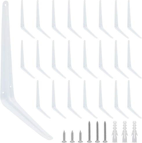 Mormchlots 24Pcs 12 x 10 Inch White Shelf Brackets, Heavy-Duty Metal Steel Corner
