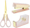 Stapler Tape Dispenser Scissors Set - Heavy Duty Acrylic Pink and Gold Office Supplies with 6.3" Gold Scissors