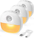Lyridz Rechargeable Battery Night Light with Motion Sensor, Dimmable Amber Nightlights for