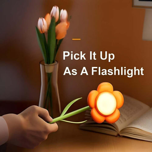 YumeGlint Dimming Rechargeable Flower Desk Lamp Infinite Trichromatic Temperature Adjustable Brightness Memory LED