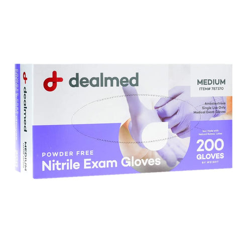 Dealmed Nitrile Medical Grade Exam Gloves, Disposable, Latex-Free, Medium, 200 ct.