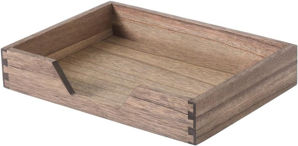 Wood Letter-Size Tray, Dark Wooden Front-Load Organizer for Office Desktop, Mail, Paper, File, Magazine Storage