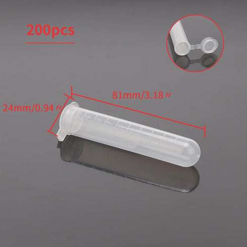 200pcs 10ml Plastic Vial Tube EP Lab Centrifuge Tube Vial Test Tube Sample Storage Container Liquid with Snap Cap