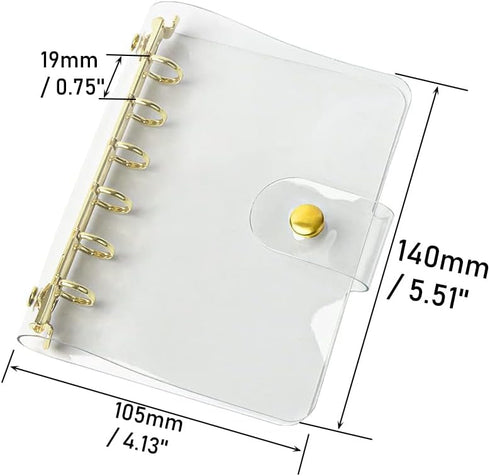 NatSumeBasics A7 Binder Wallet, Clear Mini A7 Budget Binder with Gold Ring, Cash Envelopes, Loose Leaf Folders