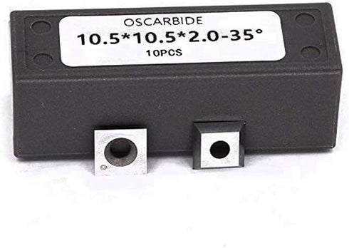 OSCARBIDE 10.5mm Square Carbide Inserts, 10.5x10.5x2.0mm, 35° Cutting Angle, Replacement Cutters for Spiral/Helical