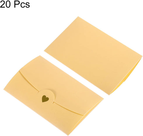 PATIKIL Mini Envelopes, 20 Pack Small Gift Card Holders Retro Gold Heart Business Invitation Envelopes for Weddings