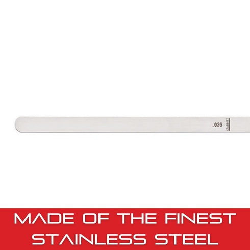 Starrett Stainless Steel Thickness Gage or Feeler Stock, 12" x 0.500" Size of Leaves, 0.026 Thickness