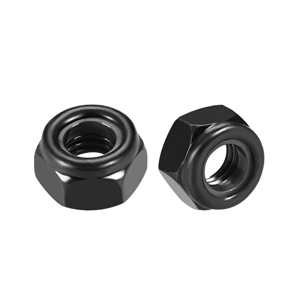 uxcell M8 x 1.25mm Hex Lock Nuts - 20Pcs Carbon Steel Nylon Insert Self-Locking Fasteners (Black)