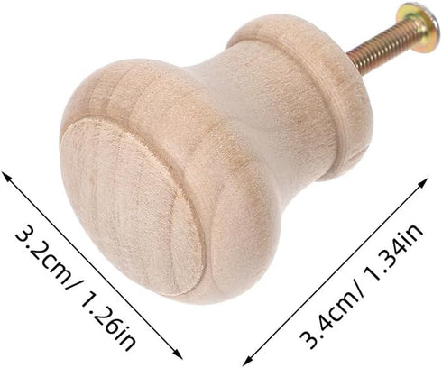 10pcs OSALADI Round Wooden Cabinet Knobs Solid Wood Drawer Pulls Unfinished Furniture Handles for Bookshelves Tv Stands