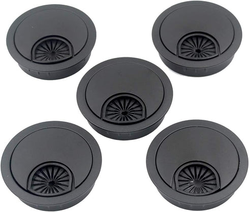 DGOL 5 pcs Metal Desk Grommet Cable Cord Wire Hole Cover Outlet Port, 1-7/8 inch (48mm) (MATT Black)